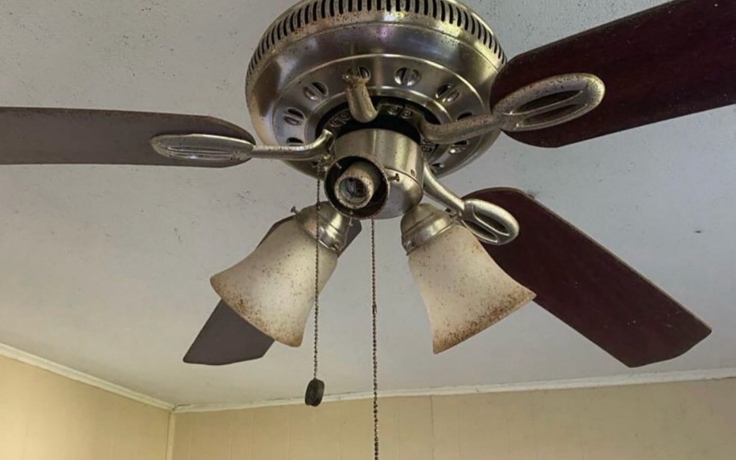 Ceiling fan before cleaning